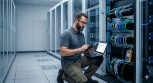 IT helpdesk Melbourne technician managing business network equipment