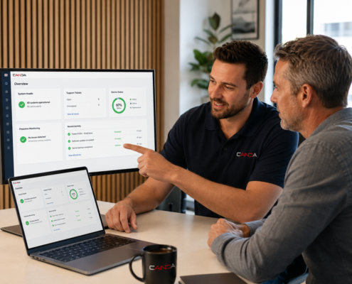 Managed IT support technician assisting business users